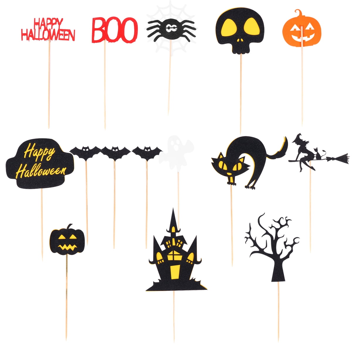 3Pcs Halloween Theme Cake Toppers Pumpkin Cake Picks Cupcake