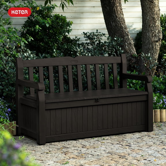 Keter Solana Outdoor Seating 70 Gallon Resin Deck Box, Brown