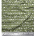 thumbnail image 1 of Soimoi Satin Silk Fabric Leaves & Floral Block Printed Fabric 1 Yard 42 Inch Wide, 1 of 3