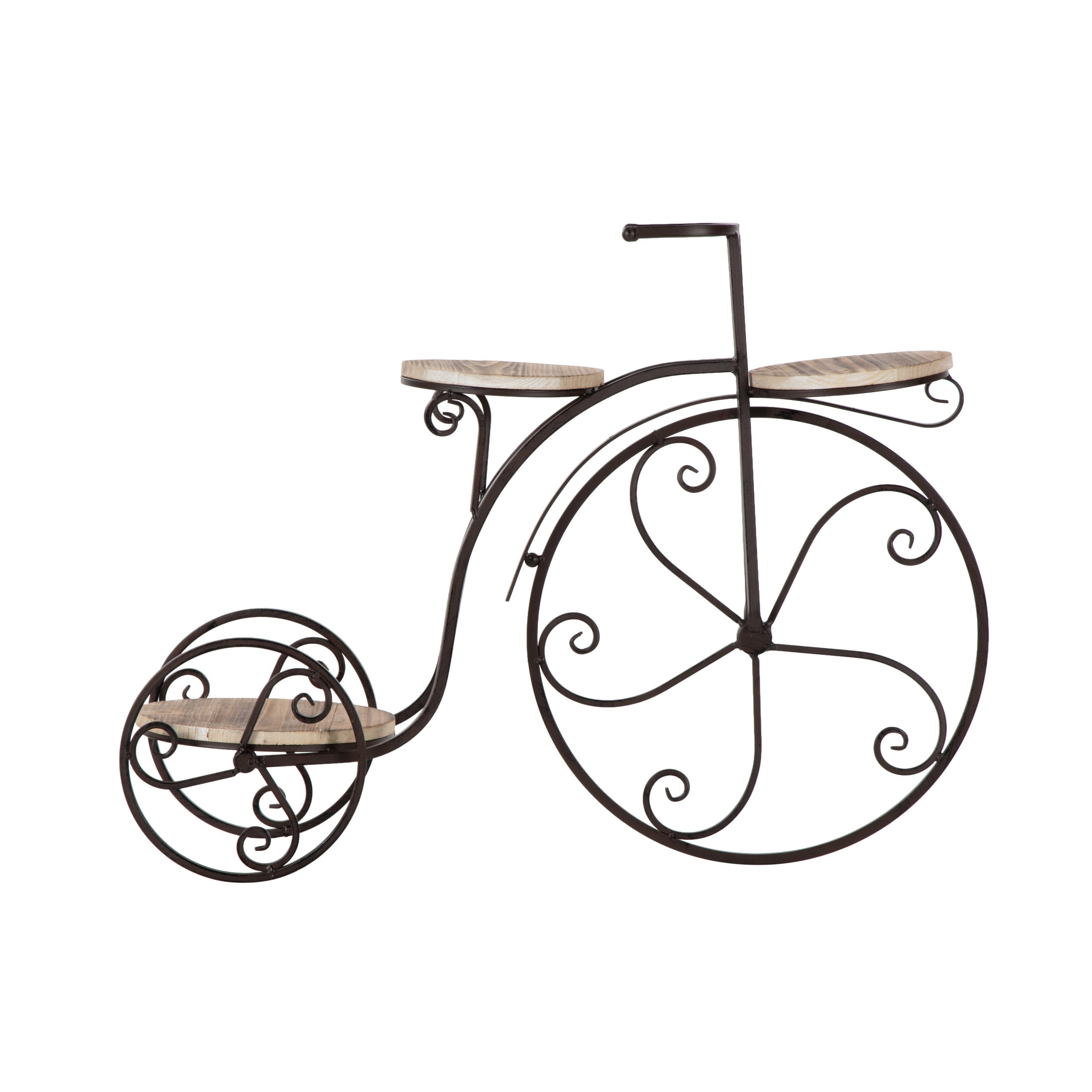 DecMode 31" x 10" x 23" 2 Tier Brown Metal Bike Plantstand