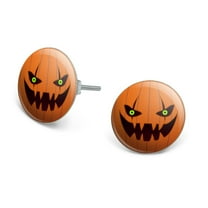 Jack-o'-lantern Pumpkin Face Halloween Decoration Novelty Silver Plated Stud Earrings