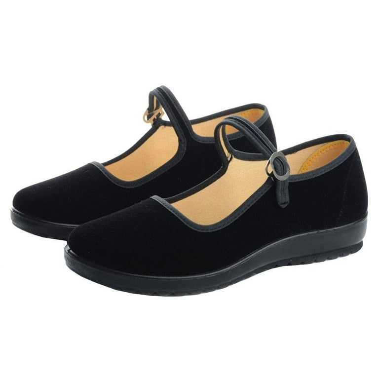 Missfiona Womens Velvet Mary Jane Shoes Wide Fit Old Beijing China