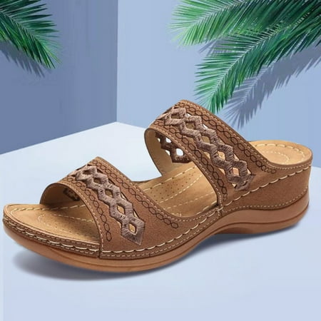

CAICJ98 Womens Sandals Women s Rhinestone Flat Sandals Cute Jeweled Sandals Gem Shining Dressy Summer Wedding Sandals Flip Flops Flat Thong for Women Brown