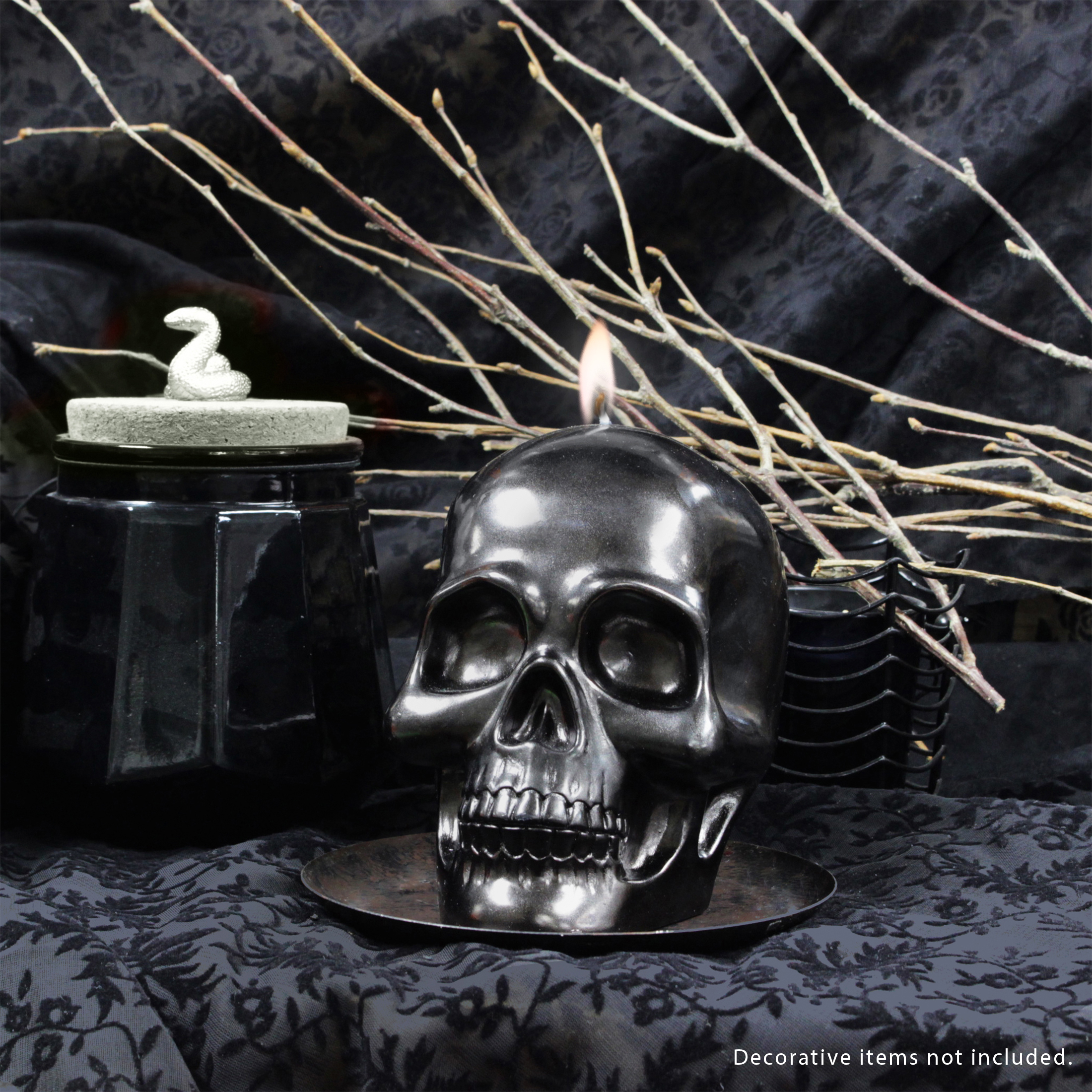 Mainstays Unscented Skull Candle, 4.5 inches, Black