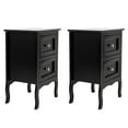 thumbnail image 4 of 2PCS Nightstand with 2 Drawers, Countryside Style Night Stand for Bedroom, Wooden Bed Side Table End Table with Metal Handle for College Dorm, Living Room, Office, Black, 4 of 9