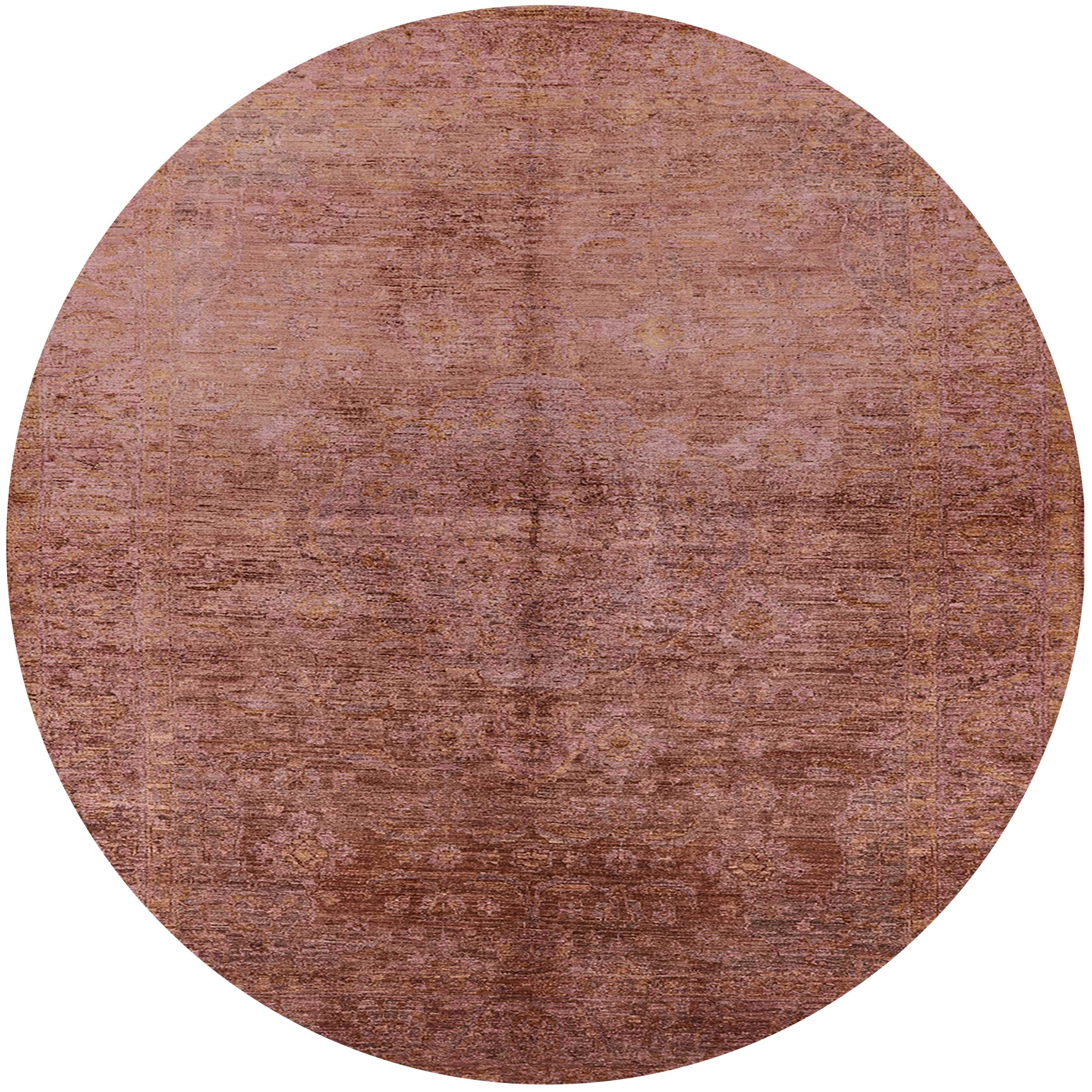 Ahgly Company Indoor Round Mid-Century Modern Chestnut Red Oriental ...