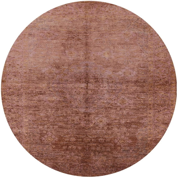 Ahgly Company Machine Washable Indoor Round Industrial Modern Chestnut Red Area Rugs, 5' Round