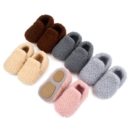 

Infant Newborn Baby Slippers Toddler Girls Boys Prewalker Trainers First Walker Fur Winter Warm Baby Anti-slip Crib Shoes