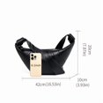 thumbnail image 3 of Genuine Sheepskin Women Hobo Bag, Black Wrinkled Leather Crescent Shoulder Bag, 3 of 8