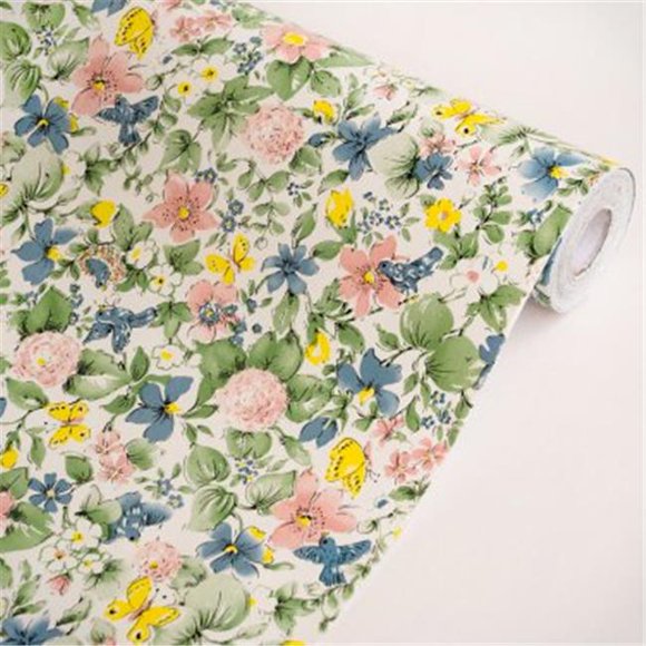 p1017-ROLL Butterflies Lingering over Flowers - Self-Adhesive Wallpaper Home Decor Roll Multicolor