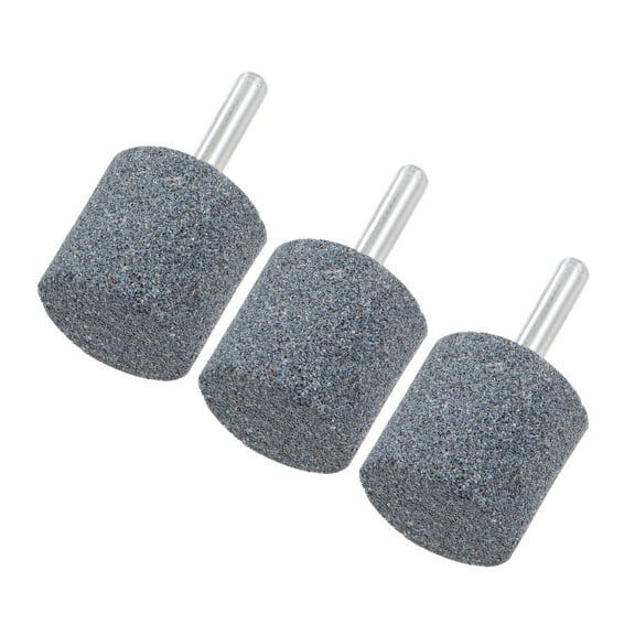 Uxcell 3-Pack Abrasive Mounted Stone Grinding Bits, 1/4 IN(6mm) Shank Polishing Sanding Drill Bit 1.18IN(30mm) Dia Cylinder [Gray]