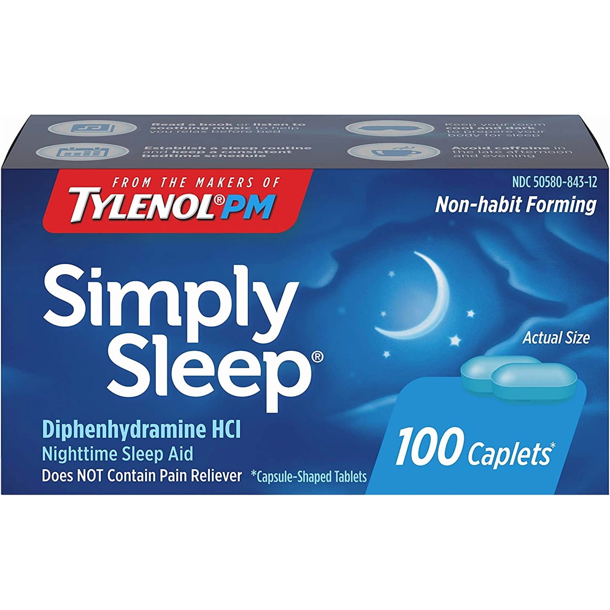 Tylenol PM Simply Sleep Nighttime Sleep Aid 25mg 100 Caplets