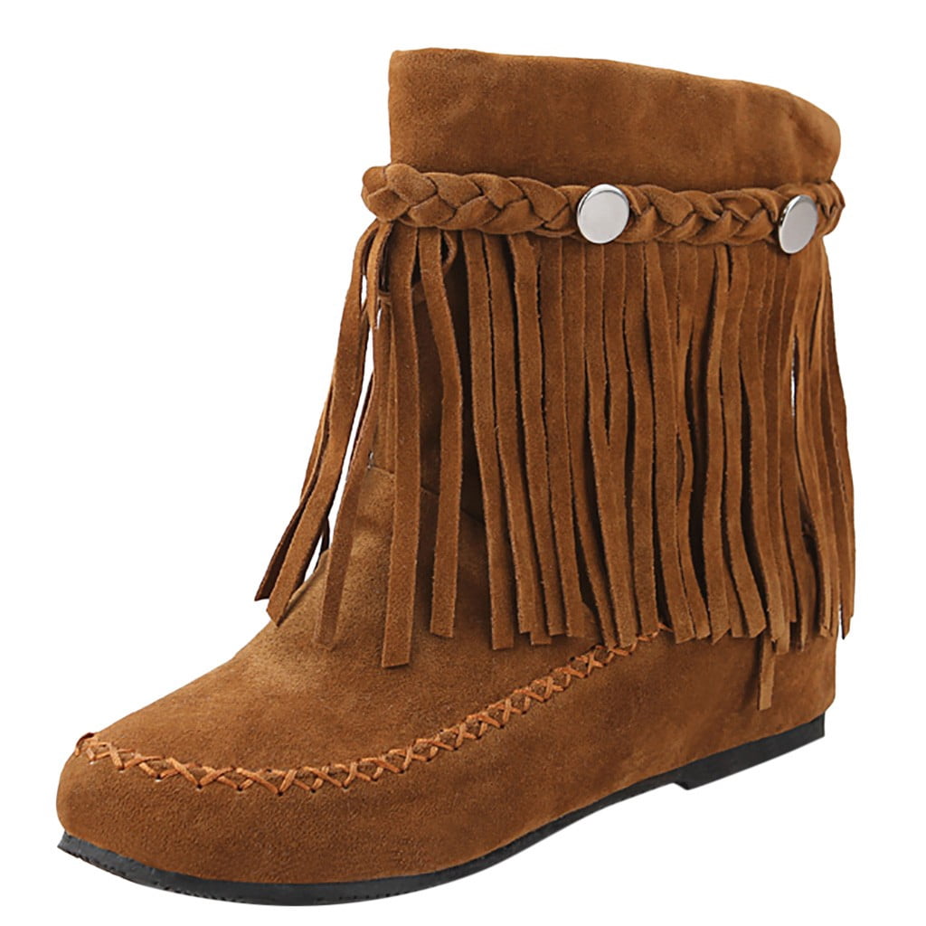 Tube Frosted Tassel Boots 