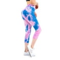 thumbnail image 4 of LAVA Tie Dye Leggings for Women High Waisted Butt Lifting Scrunch Yoga Pants Workout Textured Capri（Purple, L), 4 of 7
