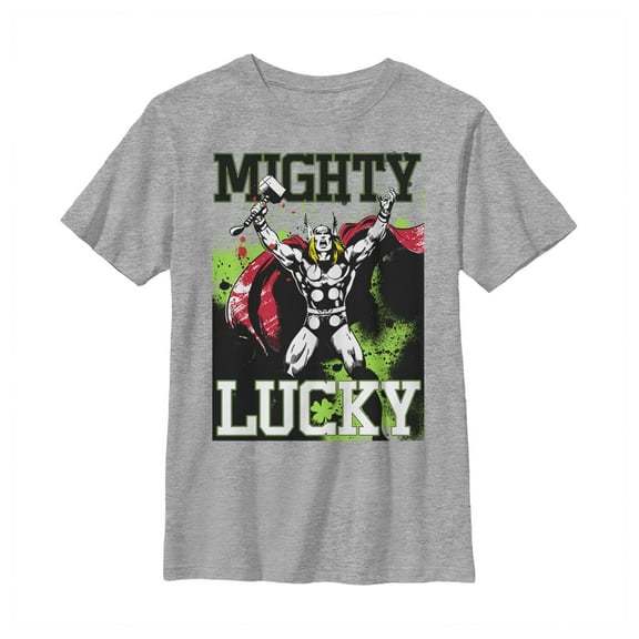 Boy's Marvel St. Patrick's Day Mighty Lucky Thor Graphic Tee Athletic Heather X Large