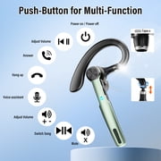 Bluetooth Headset, Single-Ear Bluetooth Earpiece, 72 Hours Talking Time Wireless Headset V5.3 with 400mAh Charging Case for Ios Android Cell Phones, Green