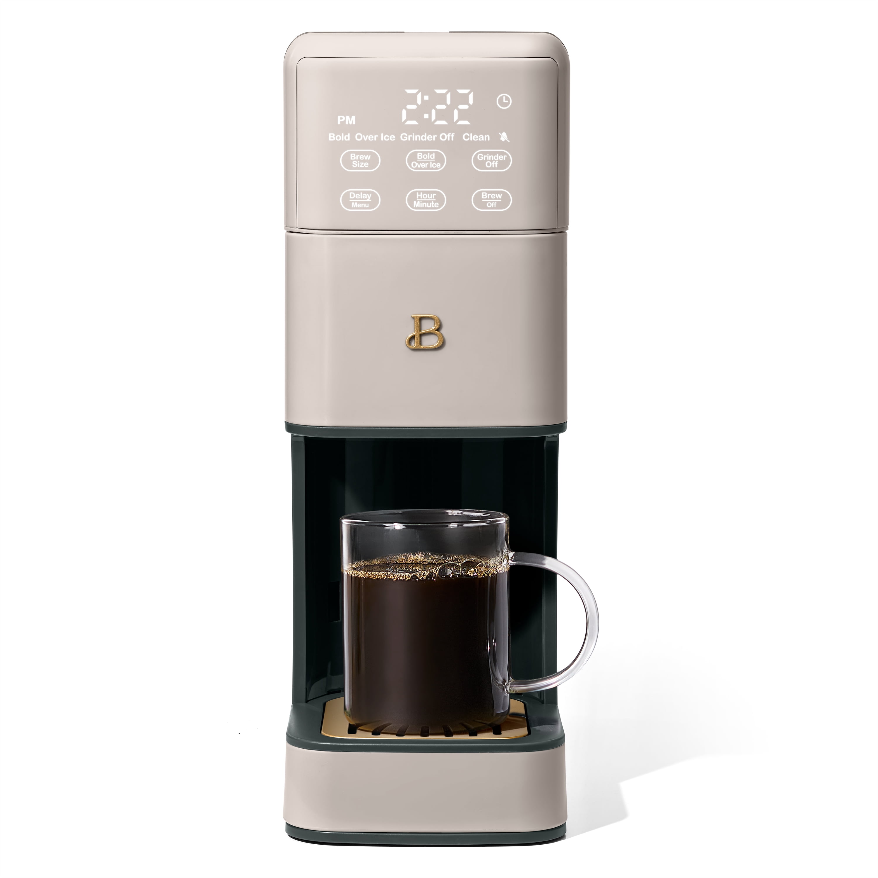 Beautiful Perfect Grind™ Programmable Single Serve Coffee Maker, Porcini Taupe by Drew Barrymore