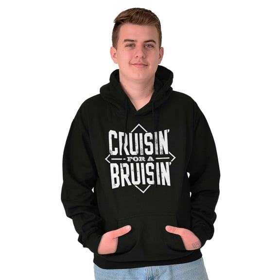 Cruisin For a Bruisin Fight Rebel Punk Men's Big & Tall Graphic Hoodie Brisco Brands 2X