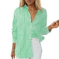 thumbnail image 2 of Jkety Women Long Sleeve Tops Womens Button Down Shirts Long Sleeve Regular Fit Stretch Work Blouse Green,L, 2 of 4