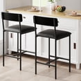 thumbnail image 1 of Set of 2 bar stools - pu forrado counter height bar stools con footrest y back para kitchen island, apartment, o counter bar - easy to assemble - negra, 1 of 6