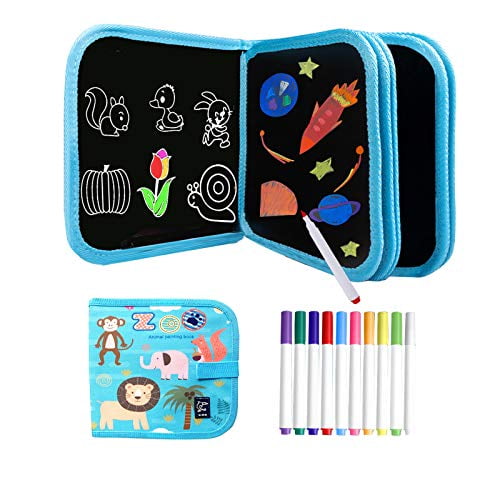 Kids Erasable Doodle Book Set Toddlers Activity Toys Reusable Drawing Pads Preschool Travel Art Toy Scribbler Board For Road Trip Car Game Writing Painting Set Gift For Boys Girls Age 3 4 5 6