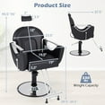 thumbnail image 3 of Gymax Chaise de Barbier Inclinable Chaise de Salon pour Coiffeur avec Appuie-Tête à Hauteur Réglable Noir, 3 of 9