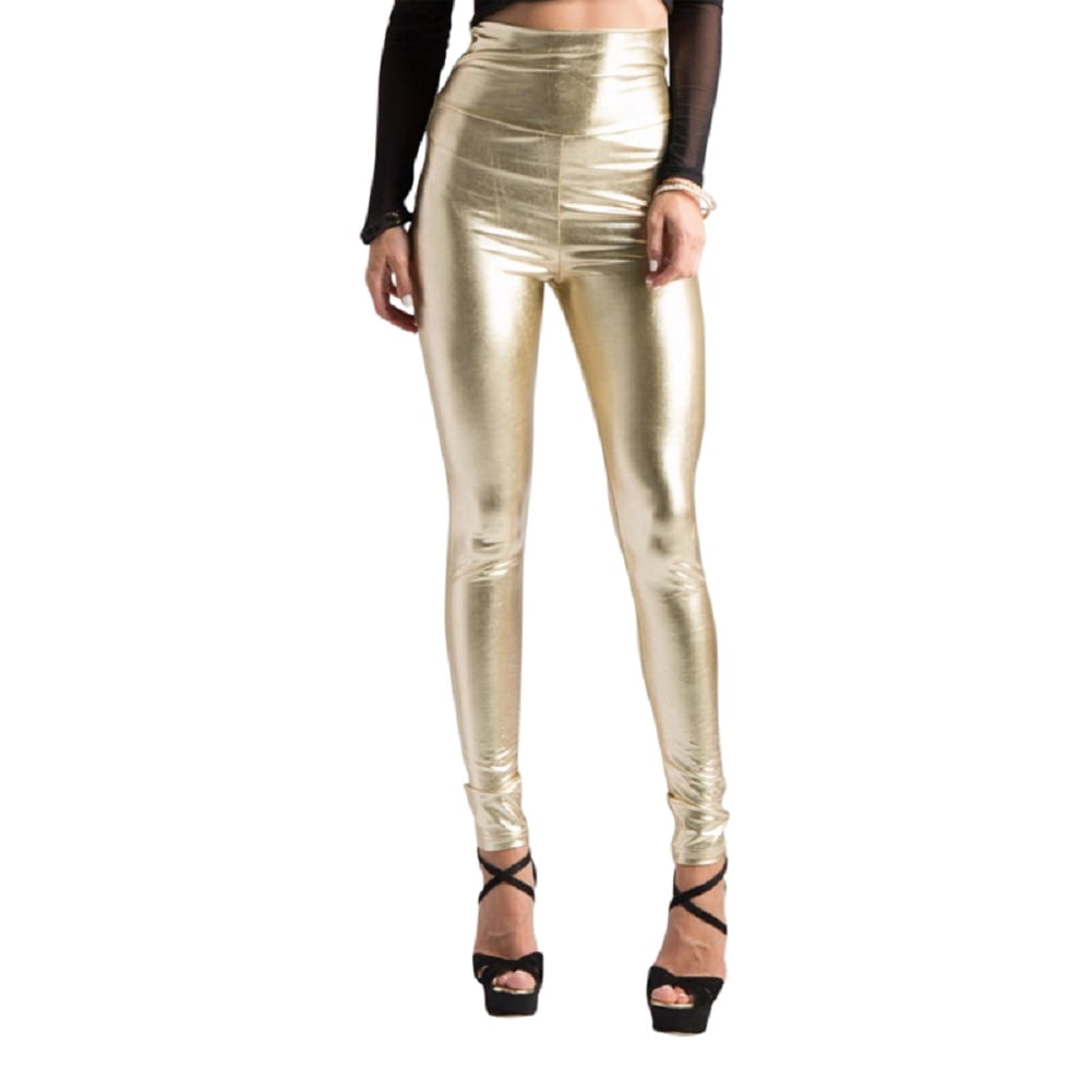 Gold leather leggings best sale