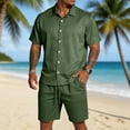 thumbnail image 2 of CONZONE Mens 2 Peice Beach Outfits Solid Color Short Sleeve Buttons Up Shirts Shorts Sets Breathable Summer Tracksuits, 2 of 7