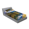 thumbnail image 2 of Ambesonne Nature Fitted Sheet & Pillow Sham Set, Snowy Alps Lake Pine, Twin, Green White Blue, 2 of 2