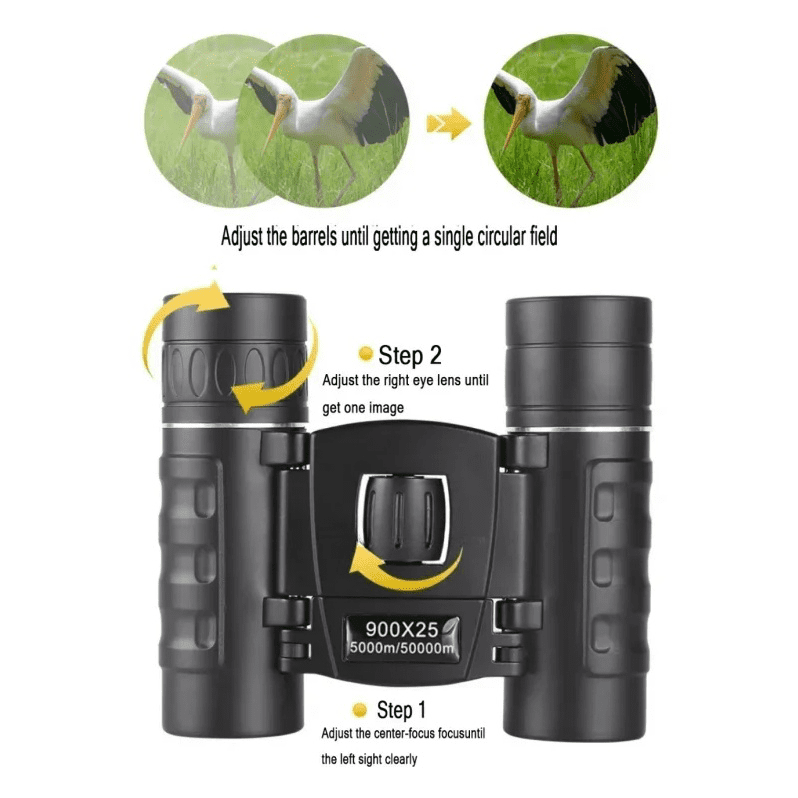 900x25 Zoom Telescope Professional BAK4 HD Powerful Binoculars Long Range Portable Outdoor Folding FMC Binocular Camping Travel