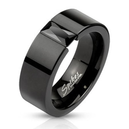 ip unisex cz mm stainless princess ring band cut steel width
