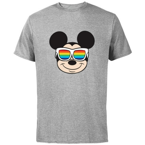 Disney Mickey Mouse Rainbow Sunglasses - Short Sleeve Cotton T-Shirt for Adults -Customized-Athletic Heather