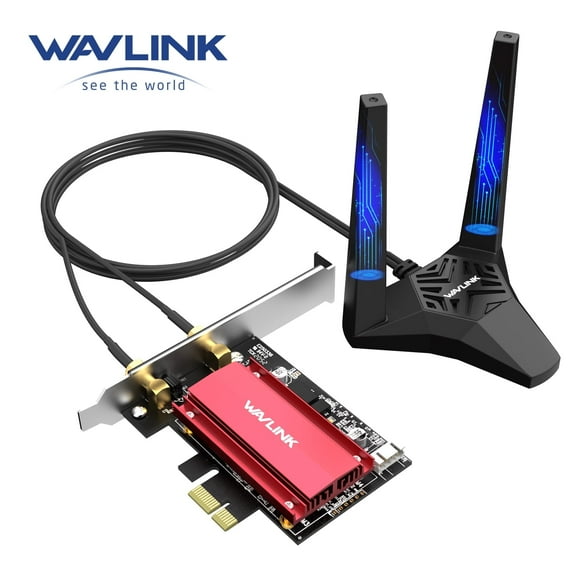 Wavlink AX5400M PCIe Network Card, WiFi 6E Tri-Band AX210 Wireless Adapter with Bluetooth 5.3, MU-MIMO, WPA3, OFDMA, Low-Profile Bracket, Heat Sink, for Windows 10/11 PC