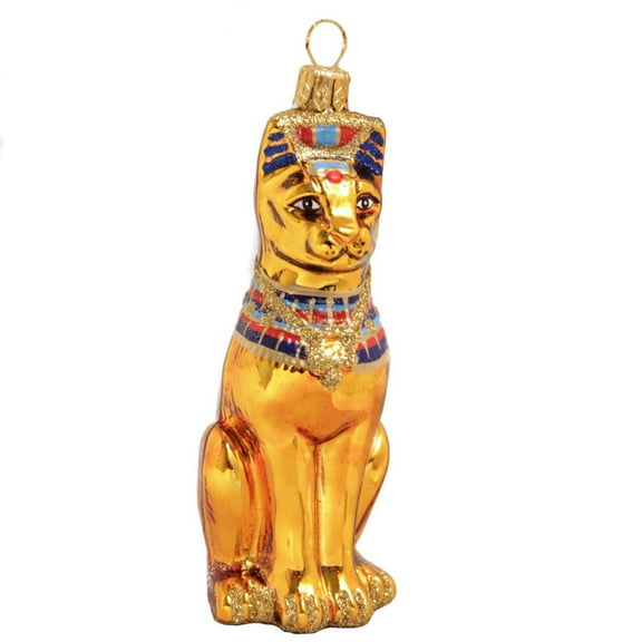 Egyptian Cat Polish Mouth Blown Glass Christmas Ornament Egypt Decoration