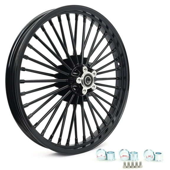 21 x 2.15 Fat Spoke Front Wheel Rim for Harley Dyna Fat Bob FXDF Low Rider FXDL Low Rider FXDLS Street Bob FXDB Wide Glide FXDWG 2008-2017 2009 2010 2011 2012 2013 Aluminum A356 Powder Coated Black