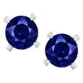 thumbnail image 2 of Star K� Round 7mm Created Sapphire Push Back Stud Earrings with Heart Prongs, 2 of 9