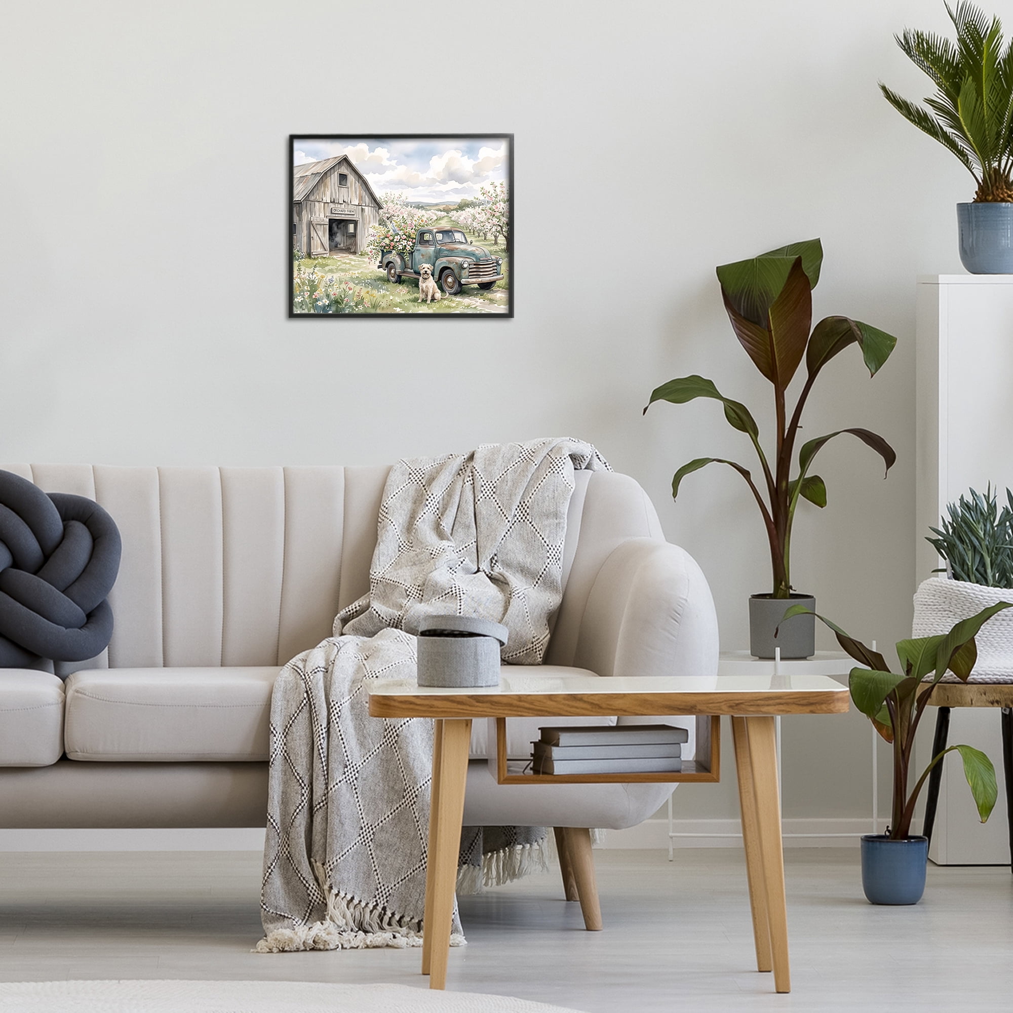 Stupell Industries Spring Orchard and Truck Black Framed Giclee Art, design by Tabz Jones