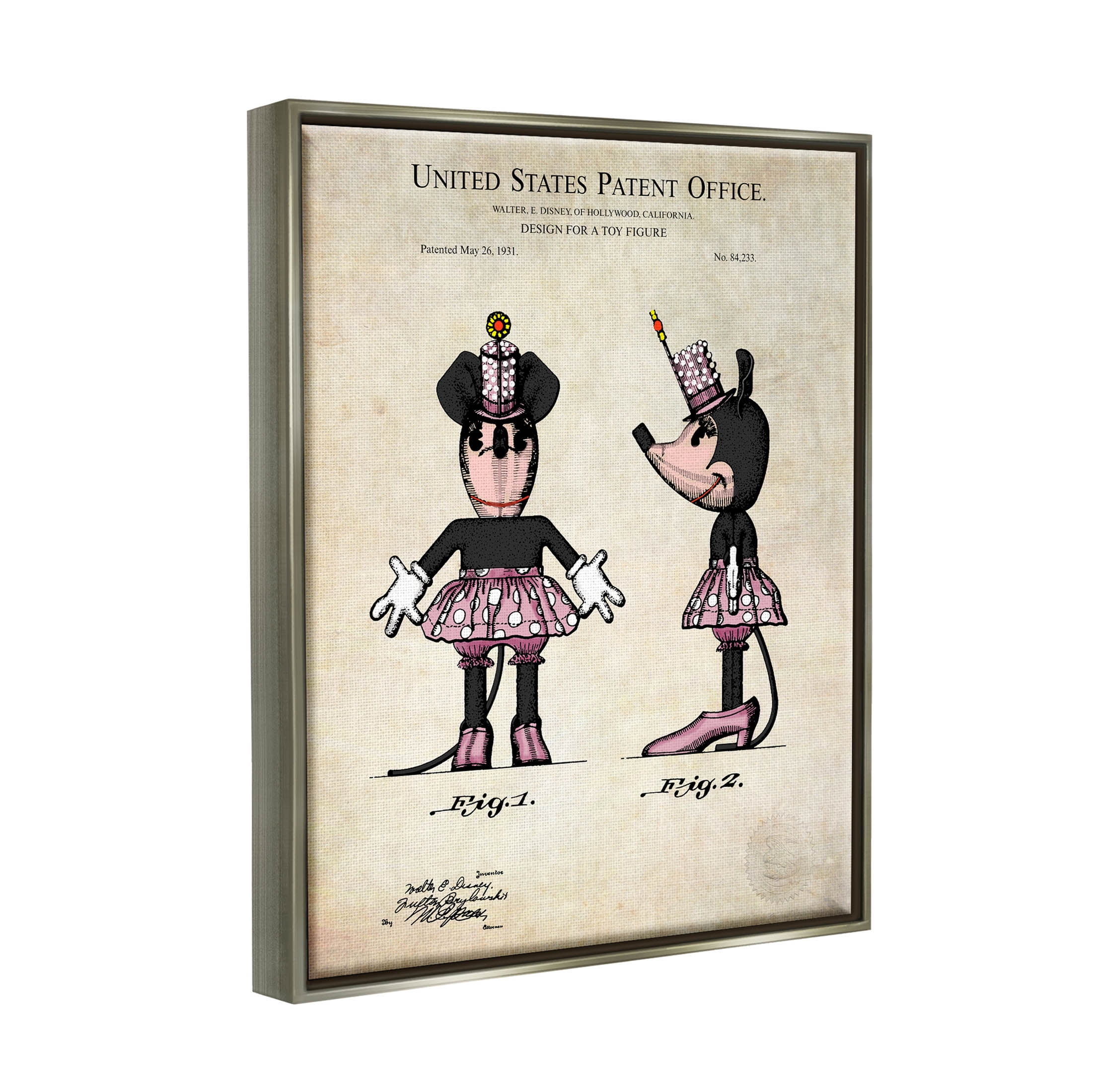 Stupell Industries Mouse Character Figure Diagram Graphic Art Luster Gray Floating Framed Canvas Print Wall Art, Design by Karl Hronek