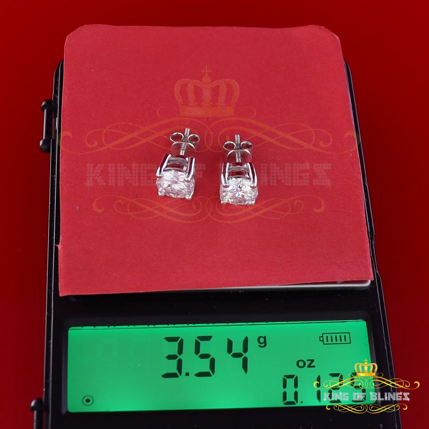 10k Real White Gold with 3.50ct Round VVS 'D' Color Moissanite Stud Earrings