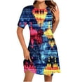 thumbnail image 2 of Ovzne Robes Grande Taille pour Femmes Rondes Robe d'Été Mode Féminine Col Rond Manches Courtes Robe Imprimée Robe de Vacances Manches Courtes Liquidation, 2 of 5