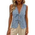 thumbnail image 2 of ZHYou No Boundrie Womens Floral Eyelet Embroidery Tank Tops Tie Front Deep V Neck Sleeveless Boho Kimono Beach Cover Up Cardigan for Women Blue Size L, 2 of 8