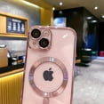 thumbnail image 5 of for iPhone 15 Case Magnetic Clear with Camera Lens Protector MagSafe Electroplated Silicone Dust-Proof Net Shockproof Protective Phone Case Cover 6.1 Inch - Pink, 5 of 12