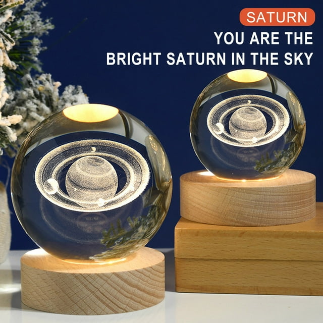 Fiudx Bola de Cristal Planetaria Brillante, Diseño de Galaxia de Astronauta, Luz Nocturna Rgb Cálida, Lámpara de Noche con Alimentación Usb, Elegante Decoración para El Hogar, Idea de Regalo Única, T