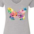 thumbnail image 4 of Inktastic Butterfly Shape with Colorful Flowers Women's V-Neck T-Shirt, 4 of 5
