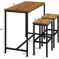 thumbnail image 6 of Aklaus Bar Table and Chairs Set 44" Dining Table Set Pub Bar Table with 2 Stools 3-Piece Kitchen Breakfast Table Set for Living Room Dining Room Sturdy Metal FrameBrown, 6 of 16