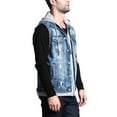 thumbnail image 4 of Victorious Men's Distressed Layered Zipper Hoodie Denim Jean Vest DK110 - Indigo - X-Large, 4 of 7