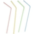 thumbnail image 5 of Zhuge Pajitas de plástico desechables flexibles para beber - 7,75" de alto - Colores surtidos a rayas [paquete de 200], 5 of 5