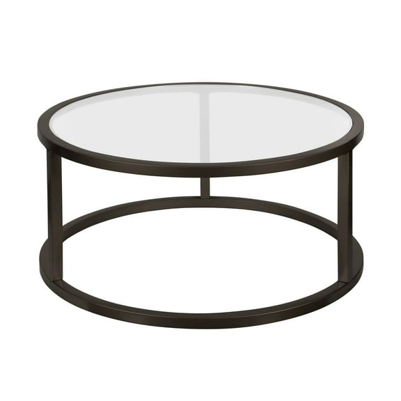 Evelyn&Zoe Parker 35" Wide Round Coffee Table, Blackened Bronze