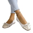 thumbnail image 2 of hopeusnice Women's Bowknot Flats Slip On Ballerina Shoes Comfortable Round Toe Flat Heel Soft Sole Faux Leather Loafers Dress Shoes Beige 37, 2 of 8
