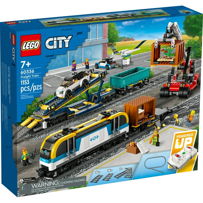 lave mad Revisor sejle LEGO City Freight Train Set, 60336 Remote Control Toy for Kids Aged 7 plus  with Sounds, 2 Wagons, Car Transporter, 33 Track Pieces and 2 EV Car Toys -  Walmart.com